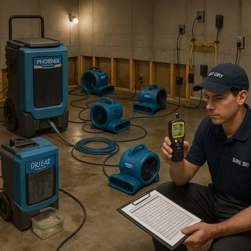 Structural Drying and Dehumidification process in Oak Point, TX